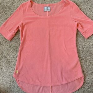 Dudley Stephens Coral Ribbed Short Sleeve Top